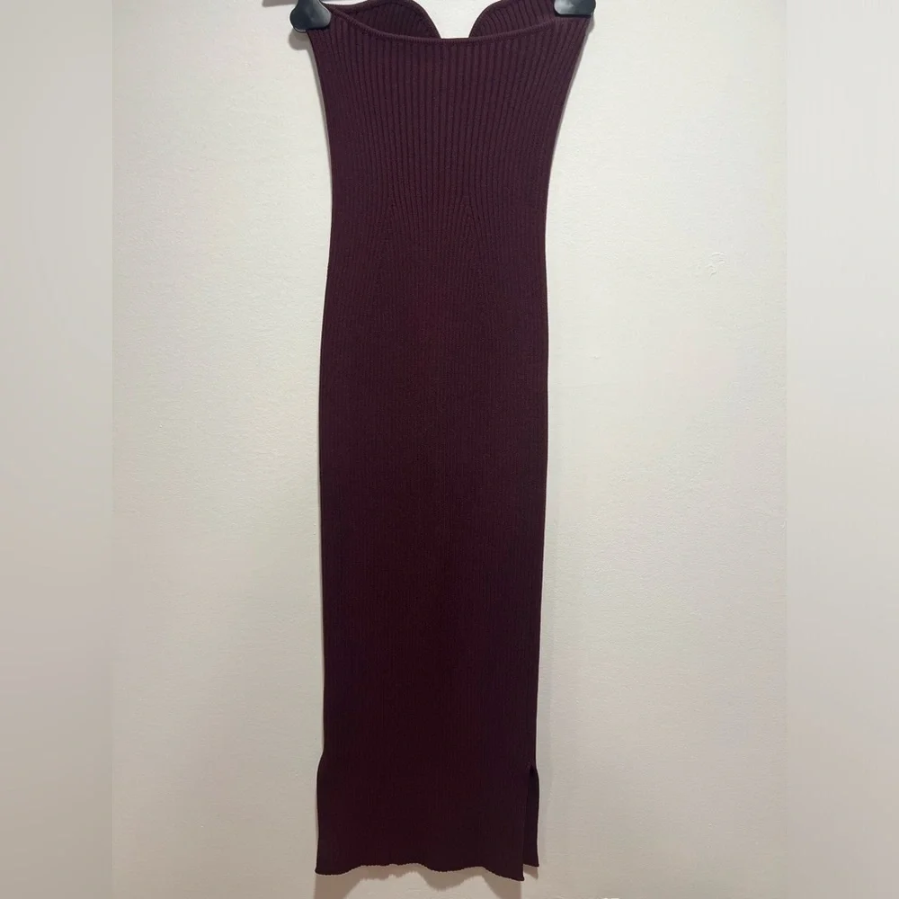 KHAITE Burgundy Strapless Dress - Picture 5 of 7